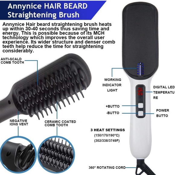 Beard Straightener - Professional Beard Hair Straightening Brush for Men - Picture 6 of 8